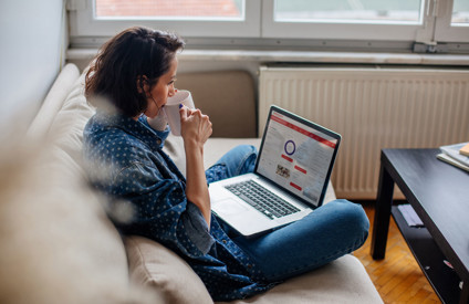 an elements member using a laptop